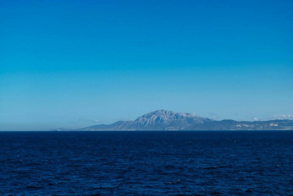 The view from Tarifa across the Strait of Gibraltar to the mountains of Africa